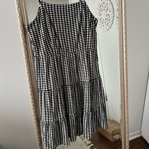 Loft Gingham Black & White Tiered Sundress - Size 6